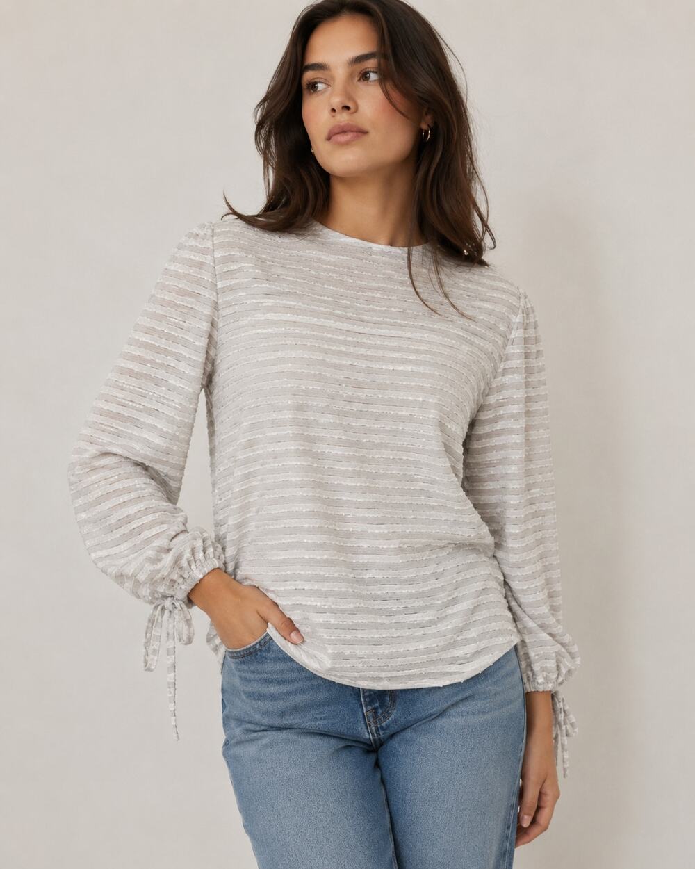 Banana Republic Gray Blouse XS Stripe Chiffon